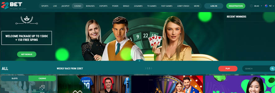 22Bet $5 deposit casino NZ players